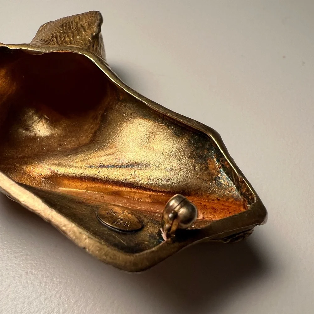 Vintage BAI YU Sterling Silver Dog Head Brooch Figural Spaniel Pin Gold Tone